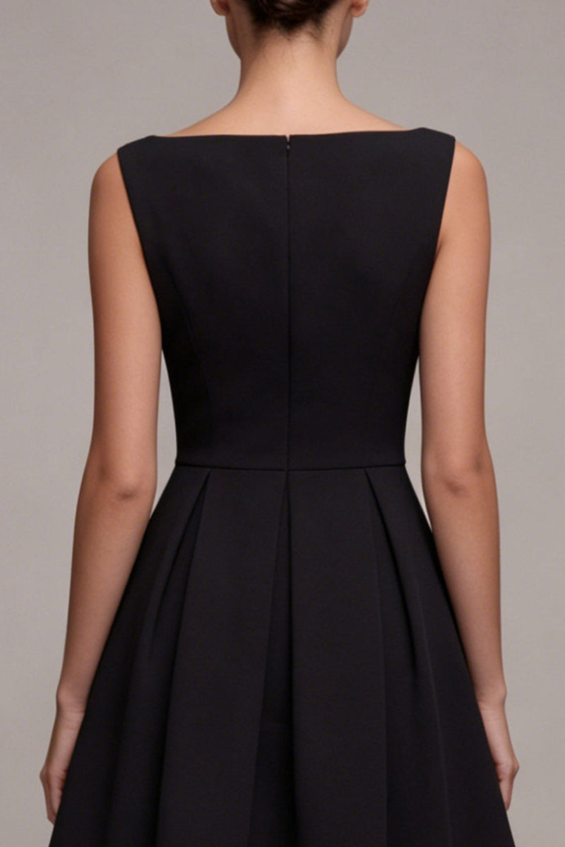 Load image into Gallery viewer, A Line Simple Boat Neck Little Black Dress