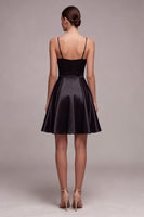 Load image into Gallery viewer, Spaghetti Straps A Line Ruched Little Black Dress