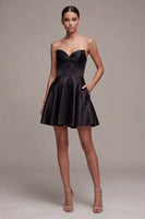 Load image into Gallery viewer, Corset Strapless A Line Little Black Dress with Pockets