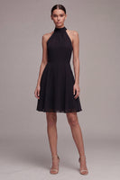 Load image into Gallery viewer, Simple A Line High Neck Little Black Dress