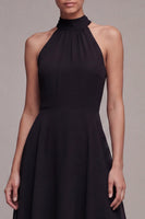 Load image into Gallery viewer, Simple A Line High Neck Little Black Dress