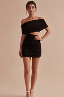Load image into Gallery viewer, Cut Out Tight Off the Shoulder Little Black Dress