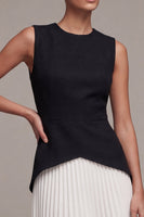 Load image into Gallery viewer, Black and White Round Neck A Line Cocktail Dress with Pleats