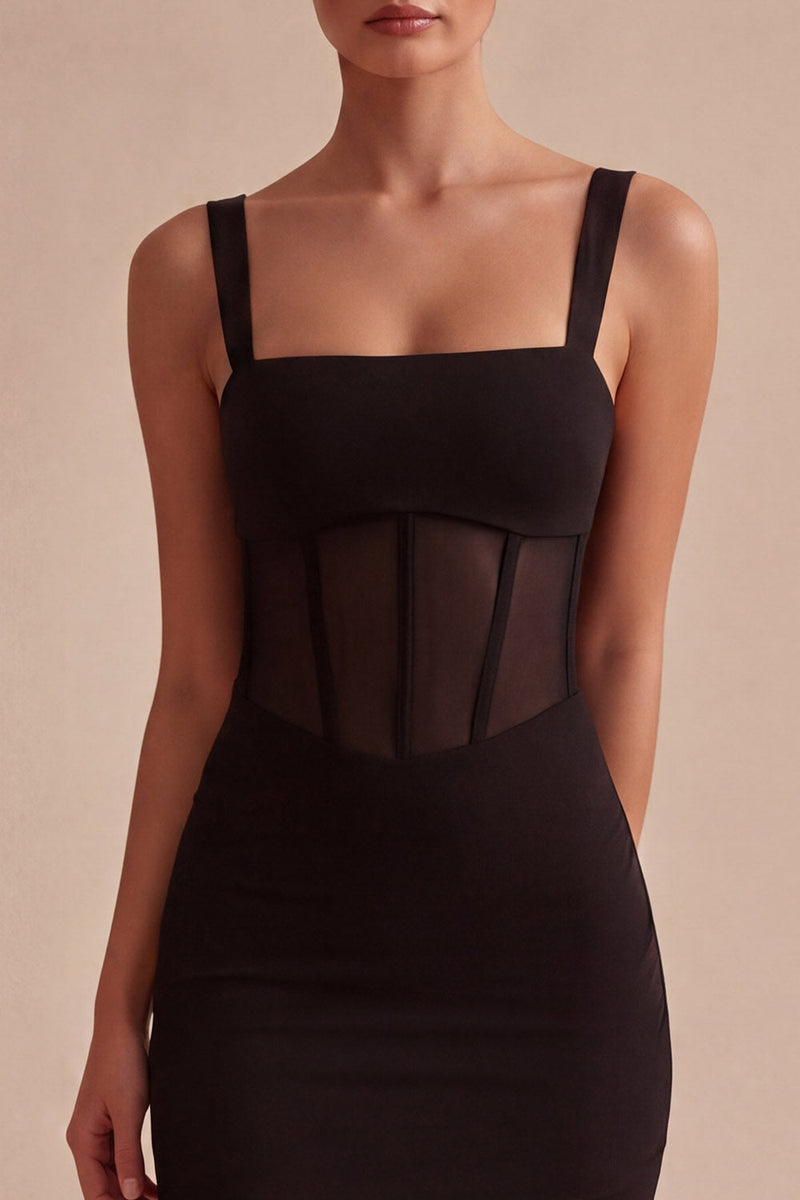 Load image into Gallery viewer, Tight Corset Square Neck Little Black Dress