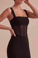 Load image into Gallery viewer, Tight Corset Square Neck Little Black Dress