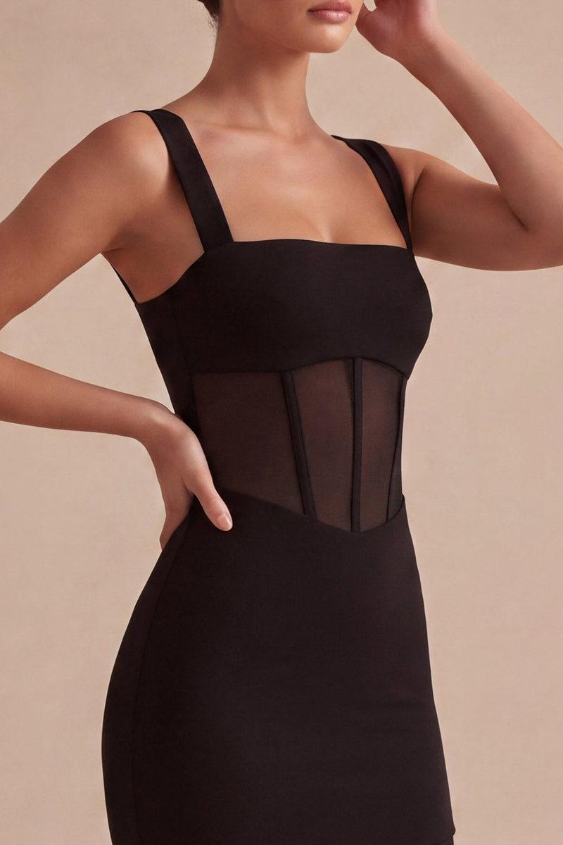 Load image into Gallery viewer, Tight Corset Square Neck Little Black Dress