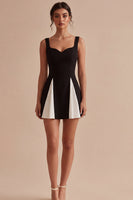 Load image into Gallery viewer, Thick Straps Black and White A Line Short Cocktail Dress