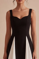 Load image into Gallery viewer, Thick Straps Black and White A Line Short Cocktail Dress