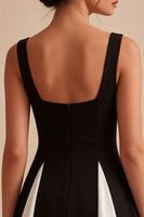 Load image into Gallery viewer, Thick Straps Black and White A Line Short Cocktail Dress