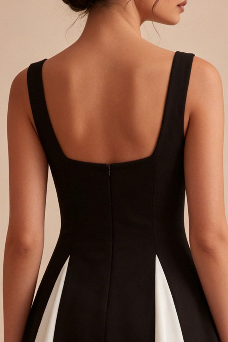 Load image into Gallery viewer, Thick Straps Black and White A Line Short Cocktail Dress