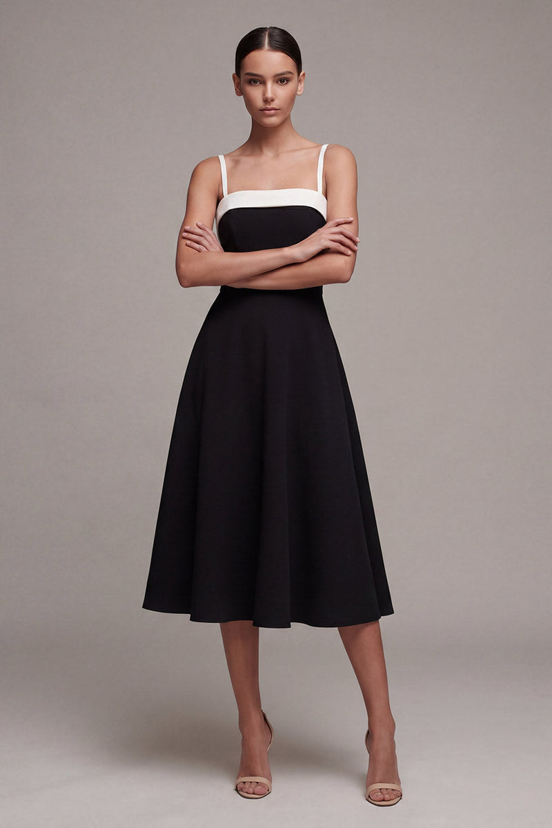 Load image into Gallery viewer, Simple Square Neck A Line Little Black Dress