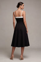 Load image into Gallery viewer, Simple Square Neck A Line Little Black Dress