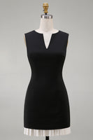 Load image into Gallery viewer, Simple Tight Black V Neck Cocktail Dress with Pleats