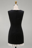 Load image into Gallery viewer, Simple Tight Black V Neck Cocktail Dress with Pleats
