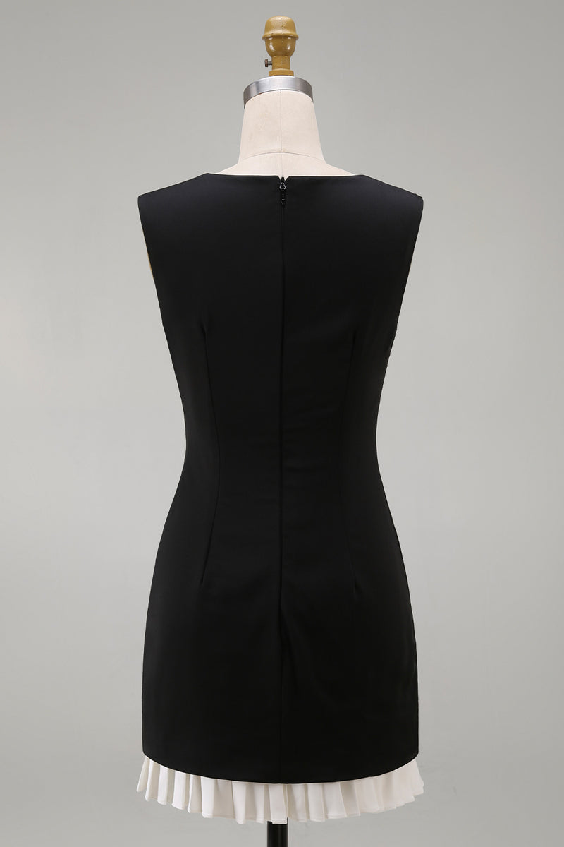Load image into Gallery viewer, Simple Tight Black V Neck Cocktail Dress with Pleats