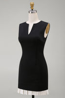 Load image into Gallery viewer, Simple Tight Black V Neck Cocktail Dress with Pleats