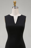 Load image into Gallery viewer, Simple Tight Black V Neck Cocktail Dress with Pleats