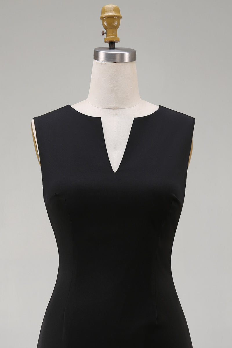 Load image into Gallery viewer, Simple Tight Black V Neck Cocktail Dress with Pleats