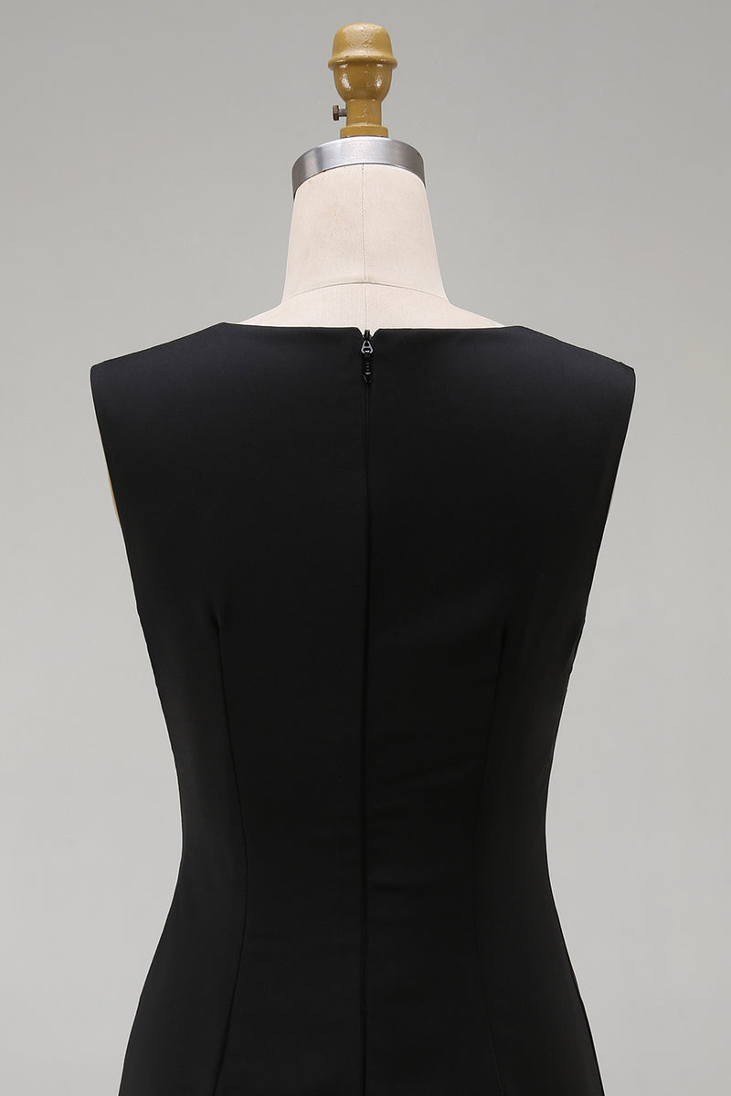 Load image into Gallery viewer, Simple Tight Black V Neck Cocktail Dress with Pleats