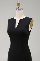 Load image into Gallery viewer, Simple Tight Black V Neck Cocktail Dress with Pleats