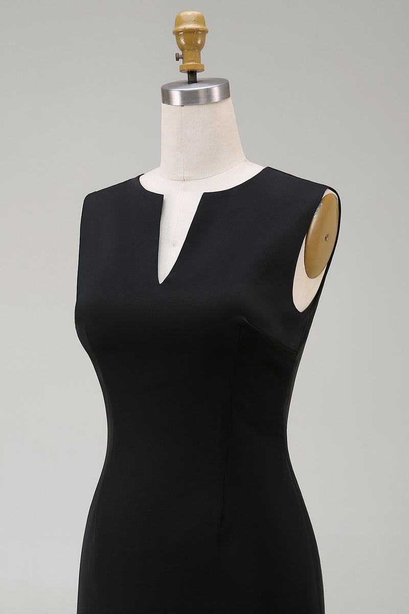 Load image into Gallery viewer, Simple Tight Black V Neck Cocktail Dress with Pleats