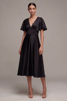 Load image into Gallery viewer, Flutter Sleeves Midi V-Neck A Line Formal Dress
