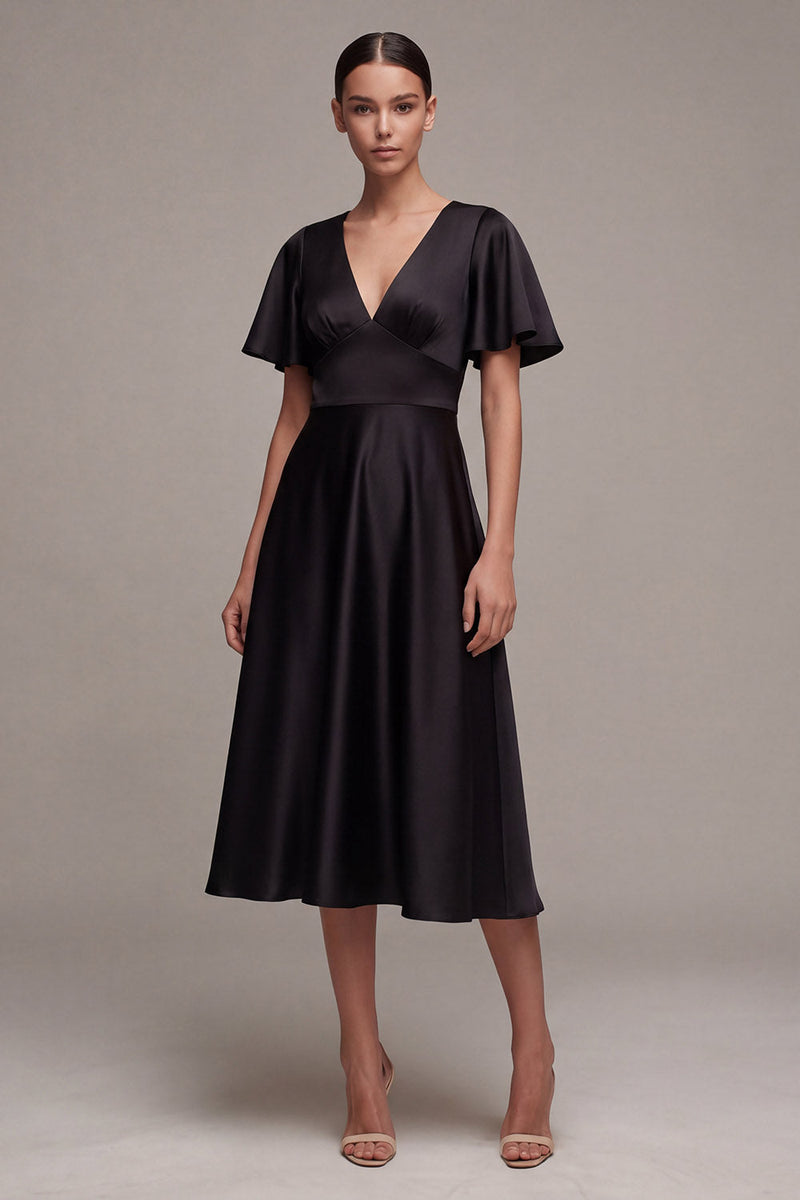 Load image into Gallery viewer, Flutter Sleeves Midi V-Neck A Line Formal Dress