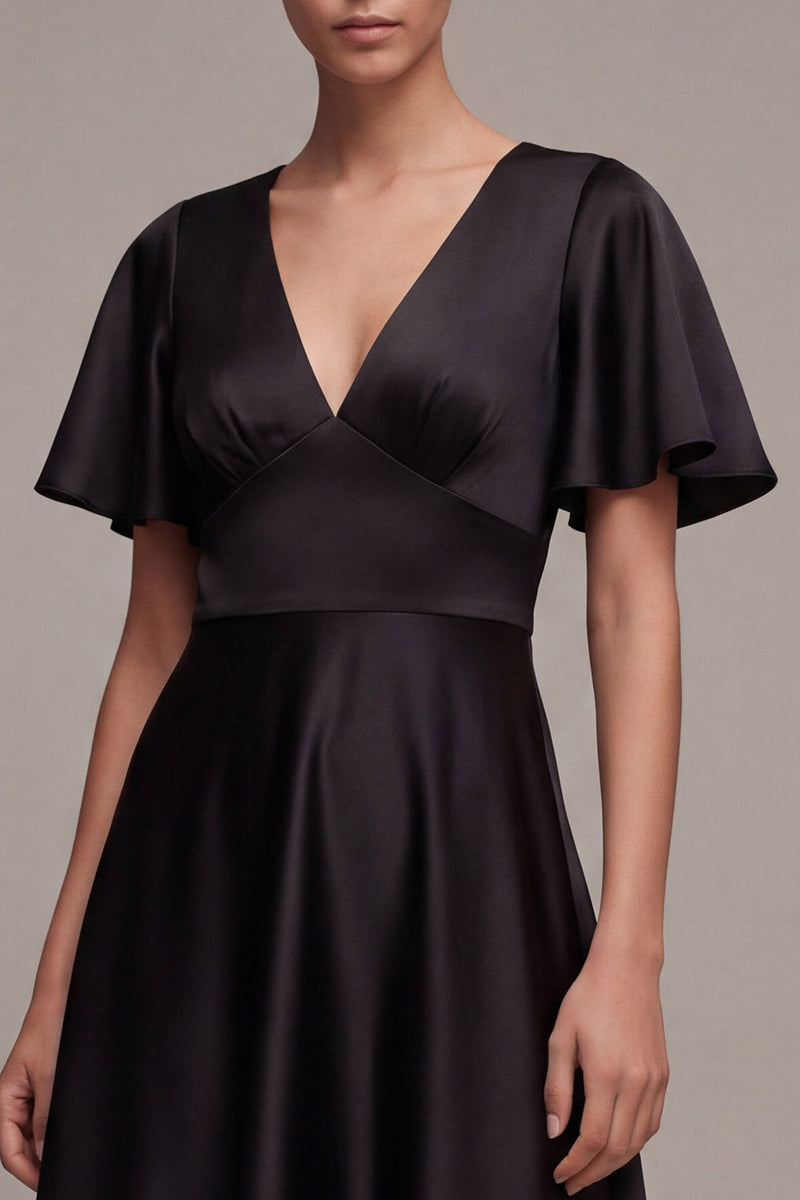 Load image into Gallery viewer, Flutter Sleeves Midi V-Neck A Line Formal Dress