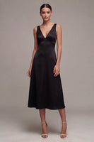Load image into Gallery viewer, A Line V-Neck Backless Midi Formal Dress