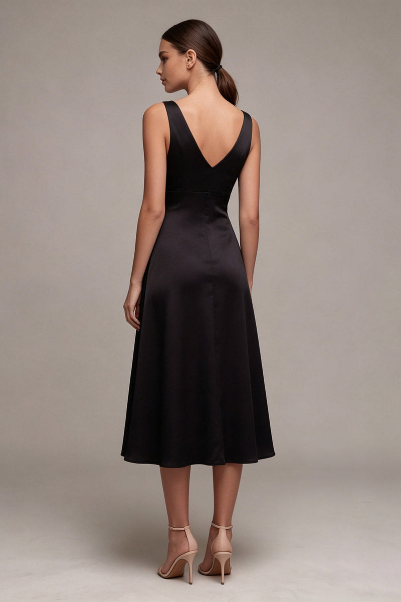 Load image into Gallery viewer, A Line V-Neck Backless Midi Formal Dress