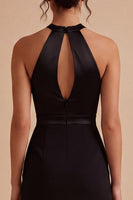 Load image into Gallery viewer, Keyhole Round Neck Tight Ruched Little Black Dress