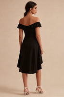 Load image into Gallery viewer, A Line High Low Off the Shoulder Little Black Dress