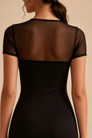 Load image into Gallery viewer, Tight Short Sleeves Mesh Little Black Dress