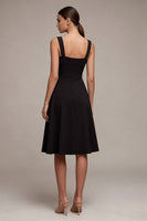 Load image into Gallery viewer, A Line Square Neck Midi Little Black Dress with Slit
