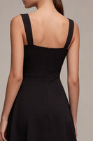 Load image into Gallery viewer, A Line Square Neck Midi Little Black Dress with Slit