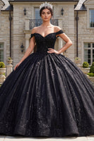 Load image into Gallery viewer, Sparkly Off the Shoulder Black Long Prom Dress with Beading