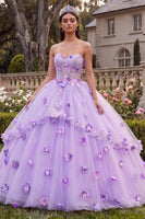 Load image into Gallery viewer, Lilac Strapless Floral Corset Long Princess Prom Dress