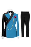 Load image into Gallery viewer, 2 Piece Dark Green Peak Lapel Men Prom Suits with Gold Chain