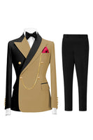 Load image into Gallery viewer, 2 Piece Dark Green Peak Lapel Men Prom Suits with Gold Chain