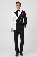 Load image into Gallery viewer, Black 2 Piece Shawl Lapel Men Prom Suits with Pockets