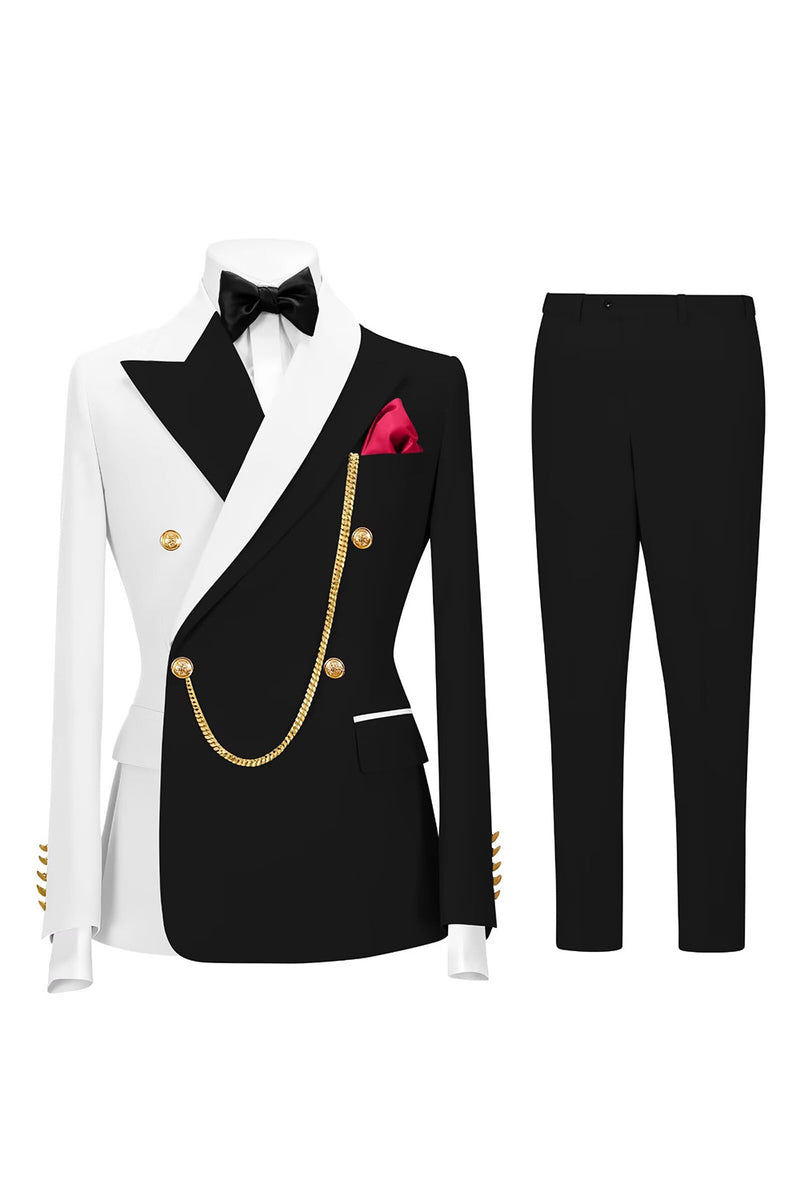 Load image into Gallery viewer, Black 2 Piece Shawl Lapel Men Prom Suits with Pockets