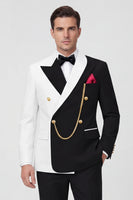 Load image into Gallery viewer, Black 2 Piece Shawl Lapel Men Prom Suits with Pockets