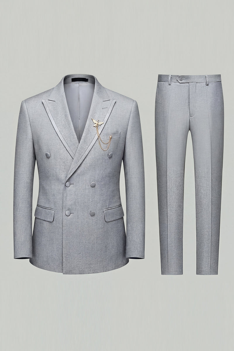 Load image into Gallery viewer, Black 2 Piece Double Breasted Peak Lapel Men Prom Suits with Pockets