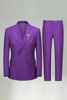 Load image into Gallery viewer, Black 2 Piece Double Breasted Peak Lapel Men Prom Suits with Pockets