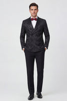 Load image into Gallery viewer, Jacquard Black 2 Piece Double Breasted Men Prom Suits with Pockets