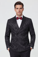 Load image into Gallery viewer, Jacquard Black 2 Piece Double Breasted Men Prom Suits with Pockets