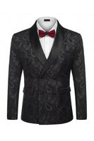 Load image into Gallery viewer, Jacquard Black 2 Piece Double Breasted Men Prom Suits with Pockets