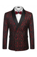 Load image into Gallery viewer, Jacquard Black 2 Piece Double Breasted Men Prom Suits with Pockets