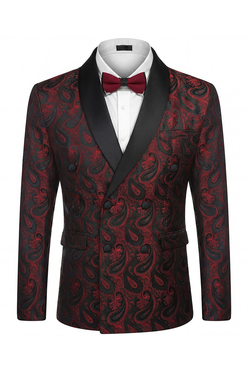 Load image into Gallery viewer, Jacquard Black 2 Piece Double Breasted Men Prom Suits with Pockets