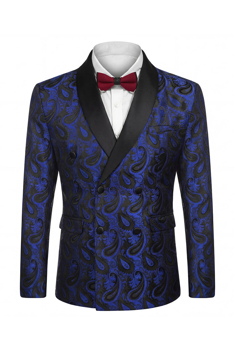 Load image into Gallery viewer, Jacquard Black 2 Piece Double Breasted Men Prom Suits with Pockets